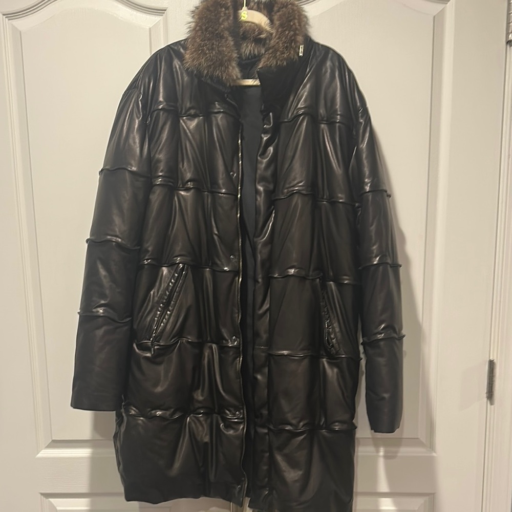Glossy Black Quilted Puffer Jacket with High Collar